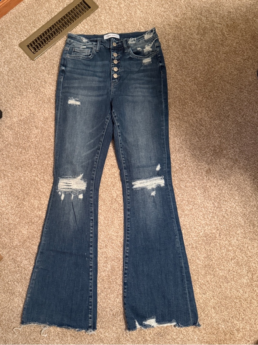 Flying Monkey Medium Blue Distressed Flare Jeans